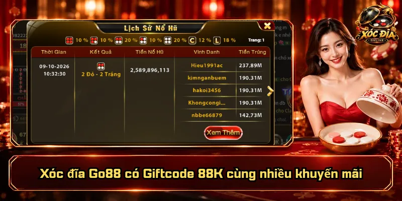 Xóc Đĩa Go88 – Sảnh Chơi Quy Mô, Ưu Đãi Sôi Động 5 Xóc đĩa Go88 có Giftcode 88K cùng nhiều khuyến mãi