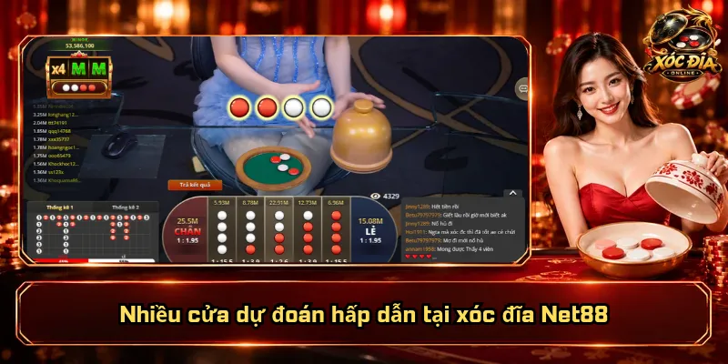 Nhiều cửa dự đoán hấp dẫn tại xóc đĩa Net88