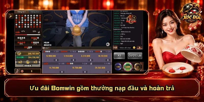 Ưu đãi Bomwin gồm thưởng nạp đầu và hoàn trả